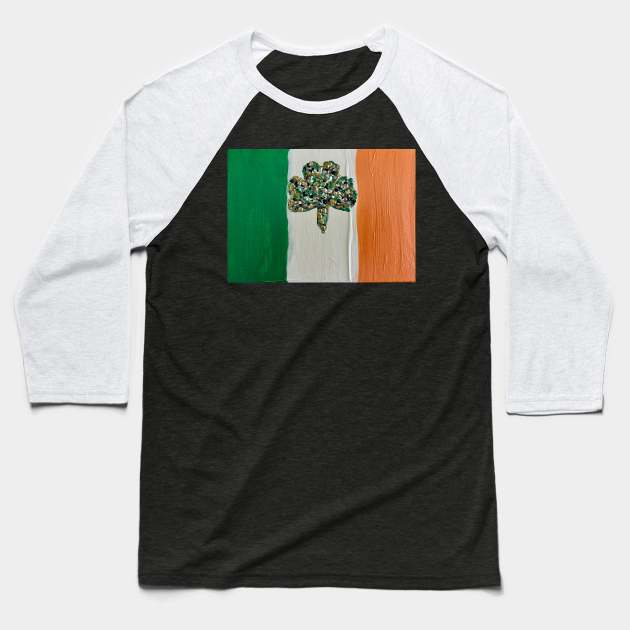 Shamrock in Flag Baseball T-Shirt by Shaky Ruthie's Art from the Heart